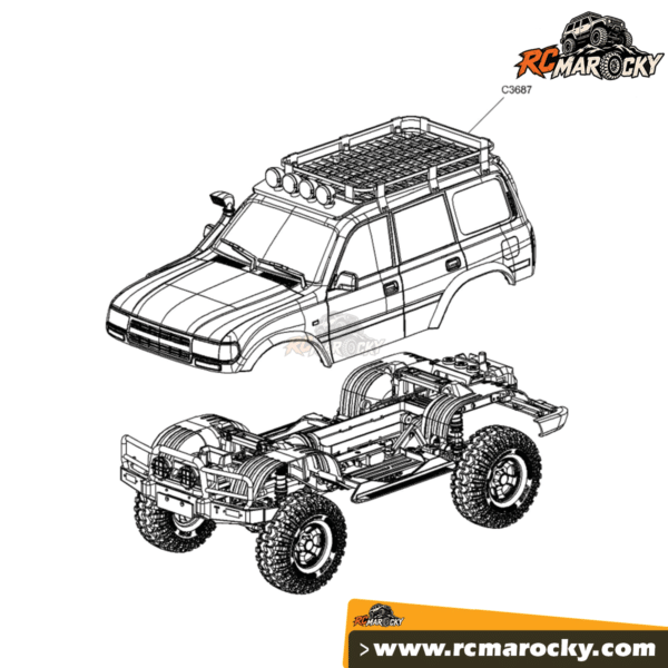 Carosserie plan RC Crawler FMS FCX10 Toyota LC80 avec livraison par RC Marocky Carosserie plan RC Crawler FMS FCX10 Toyota LC80 avec livraison par RC Marocky