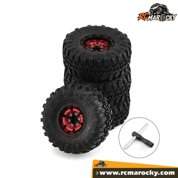 Jeu de 4 roues aluminium pour Crawlers RC échelle 1 18 comaptibles FCX18 et TRX4M 1 pouce - RC Marocky 3
