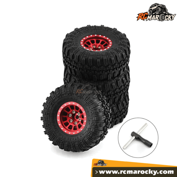 Jeu de 4 roues aluminium pour Crawlers RC échelle 1 18 comaptibles FCX18 et TRX4M 1 pouce - RC Marocky 5