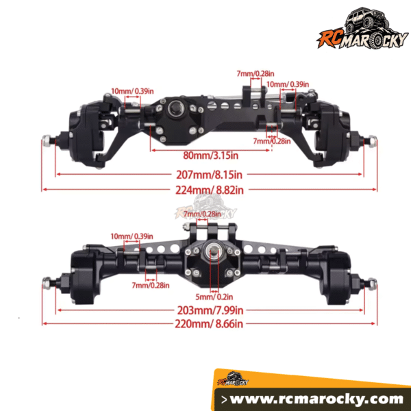 Machined Aluminum Front and Rear Portal Axle for 1 10 RC Crawler - RC Marocky 3
